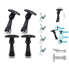 4-Piece Flexible T-Handle Stainless Steel Draw Latches - Hood Fastening Solution