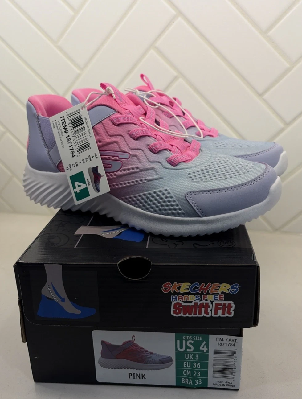 SKECHERS Kids Youth Size 4 Hands Free Swift Fit Athletic Shoes PINK NEW