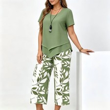 Women 2Pcs Lounge Set, Sleeveless Vest, Wide Pants, Daily Outfit