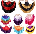 Mix Color Satin 6 - 12 - 25 Yard Tiered Gypsy Skirt Belly Dance Ruffle Flamenco