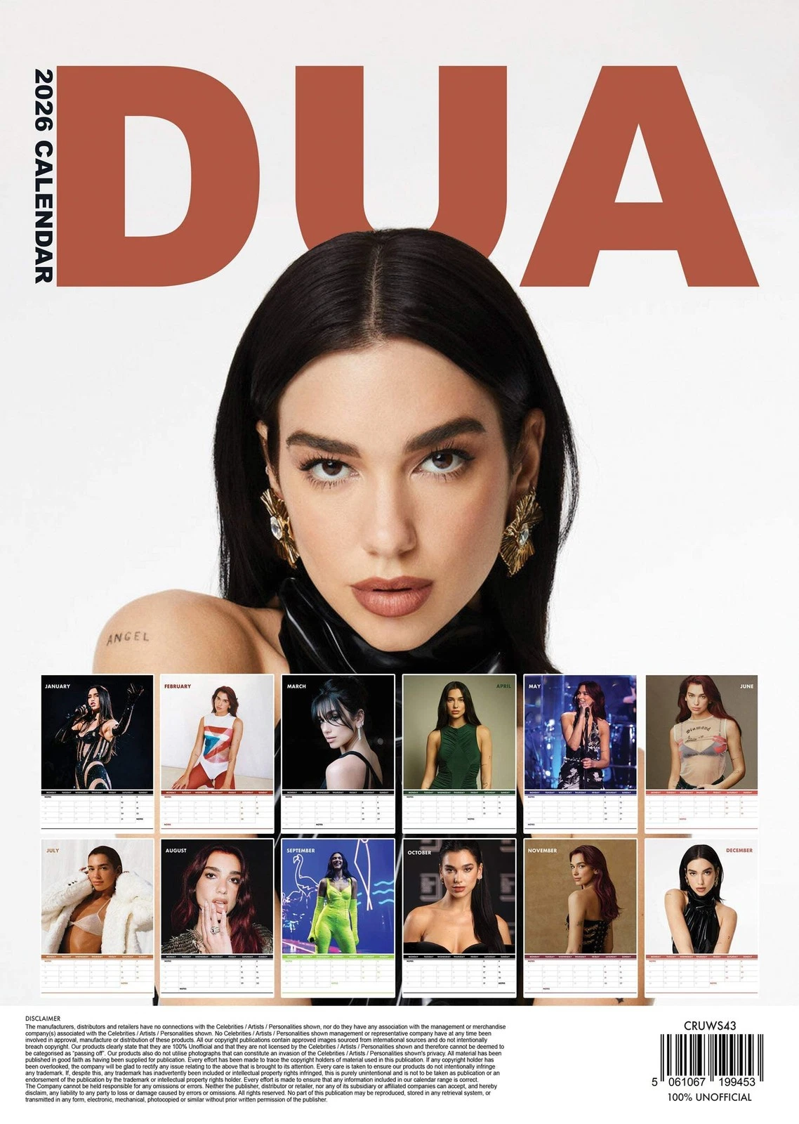 2026 Dua Lipa - A3 Wall Calendar