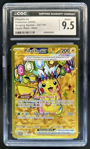 2024 Pokemon Surging Sparks Pikachu Ex #247/191 CGC 9.5