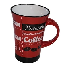Red And White Ceramic Cappuccino Cup Tea Coffee Mug 10 oz