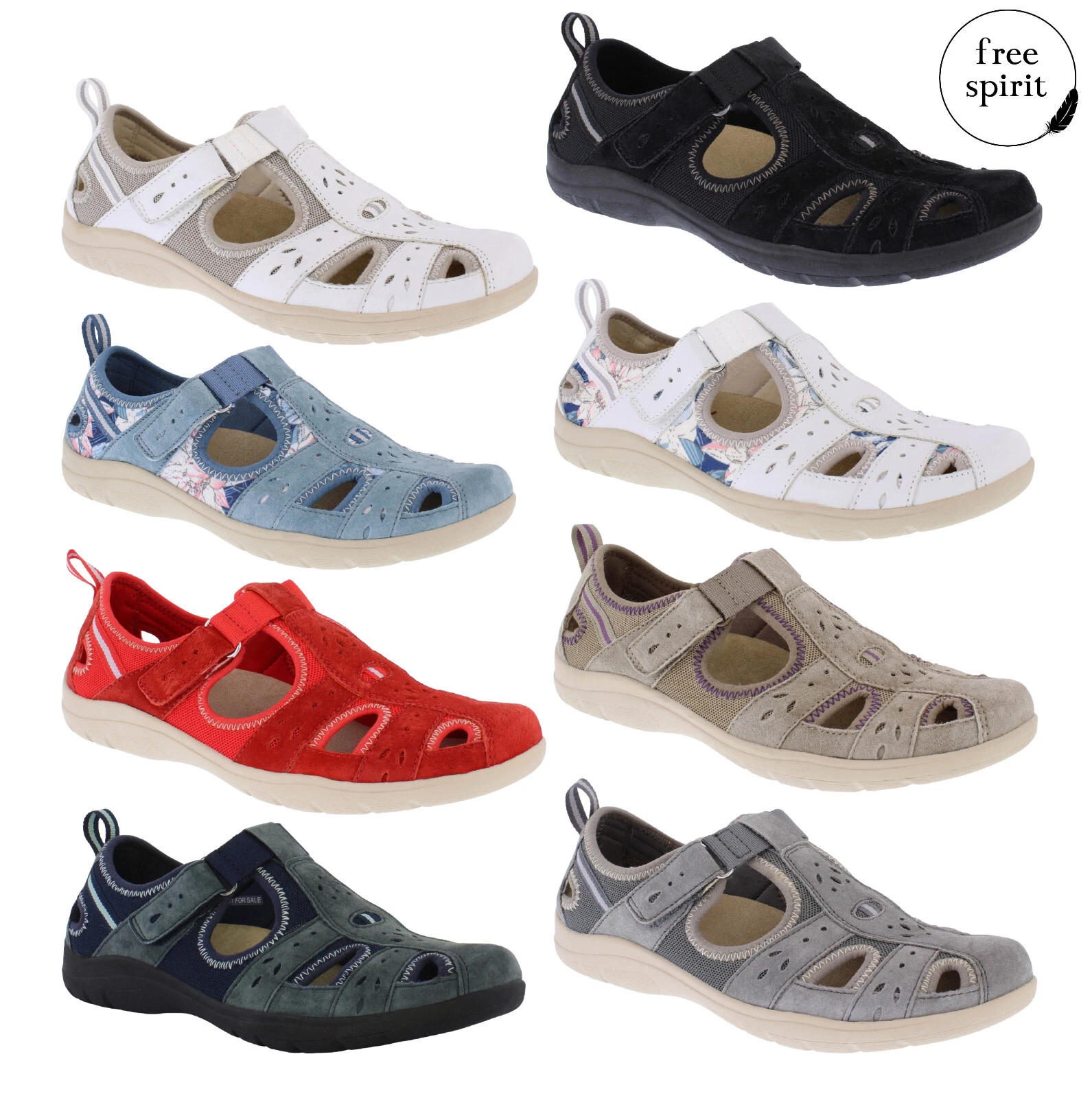 Ladies Free Spirit Shoes Earth Leather Comfort Walking Touch Fastening Sandals
Opens in a new window