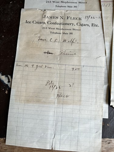 1910s Freeport, Il Receipts Tracy & Fleck James N. Fleck Ice Cream Cigars Paper - Picture 5 of 6