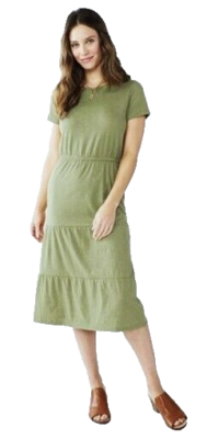 Sonoma Tiered T-Shirt Midi Dress Olive. Size XL. NWT