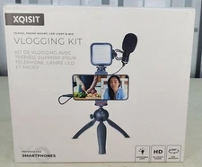 XQISIT Smartphone LED Vlogging Video Kit Audio Record Microphone Tripod NEW
