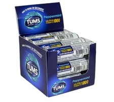 Tums Ultra Strength 1000 Peppermint Antacid Tablets, 12 Count Rolls in Box of 12