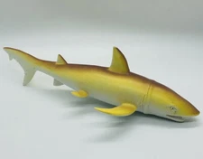 Yellow Tiger Shark Hard Plastic Toy Figure PVC Vintage 1991 Collectible Aquatic 