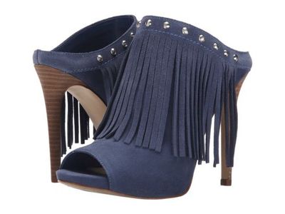 NEW NIB Guess Shoes  Ara Studded Fringe Mule Slides Peep Toe Sandals Heels