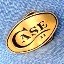 Case XX Promo Dress Belt Buckle Brass Knives Cutlery Vtg 70s Baron Taiwan.NOX041