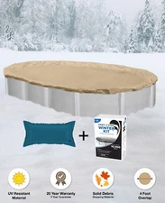 16'x25' Oval Above Ground Winter Pool Cover + 4x8 Air Pillow + Winterizing Kit *