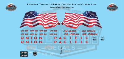 Union Pacific 4014 Cab Lettering & ''Big Boy'' Chalk, Aux Water Tender's Decals...