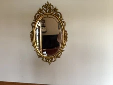 SYROCO ORNATE GOLD OVAL MIRROR 29”X18" VINTAGE HOLLYWOOD REGENCY Shabby Chic MCM