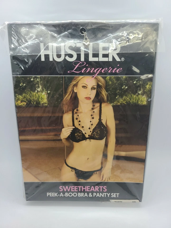 Hustler Lingerie Black Sweethearts Peek-A-Boo Bra and Panty Set - Image 2 of 2