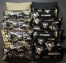 8 CORNHOLE BEANBAGS made w PITTSBURGH PENGUINS Fabric ACA Reg Bags