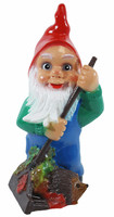 Gartenzwerg Deko Garten Figur Zwerg Mit Laubrechen Aus Kunststoff H 34 Cm