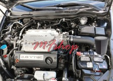 Hs Tall Coated Black Filter For 2003-2007 Honda Accord 3.0l V6 Air Intake Kit