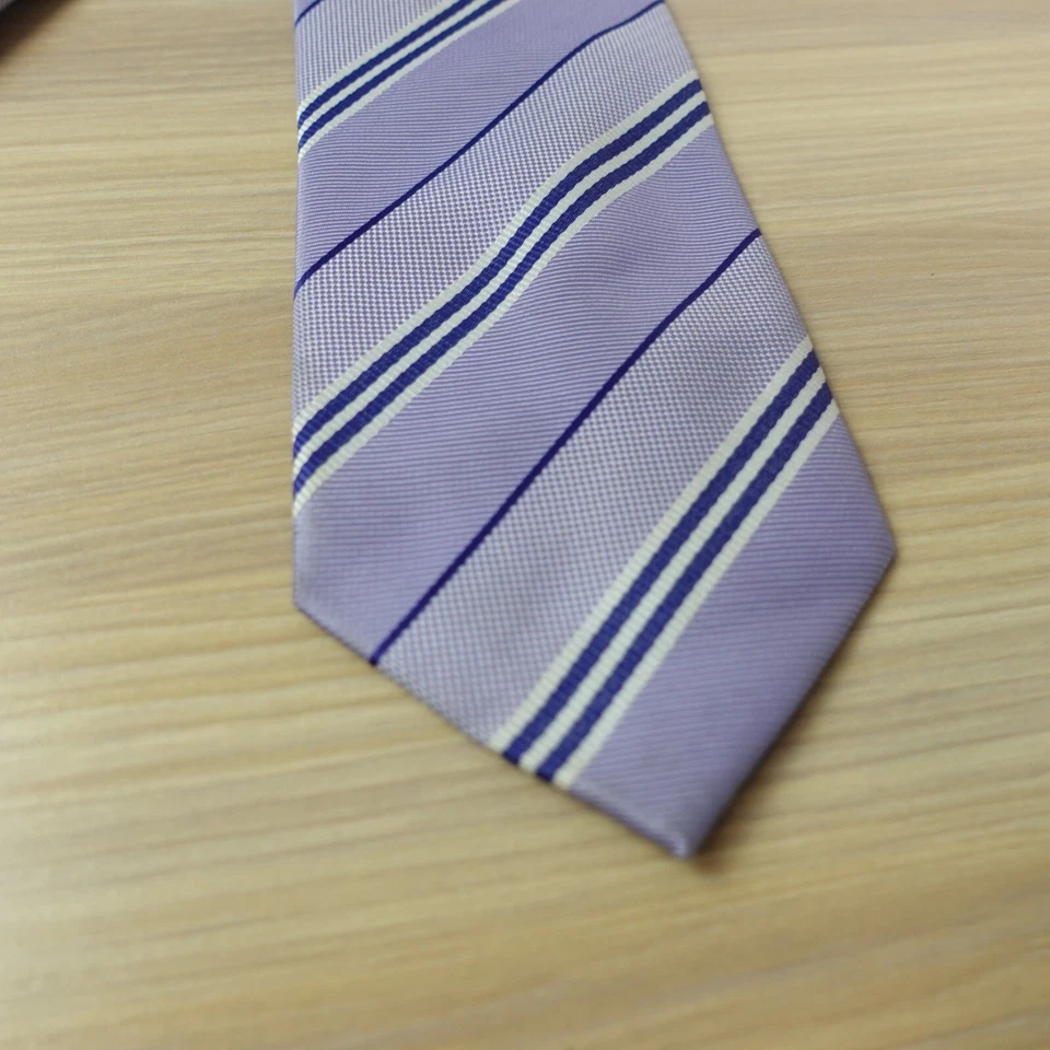 Corbata de cuello a rayas Repp para hombre púrpura regimiento Oxford orquídea SMITH SCOTT LONDRES Foto 4 de 4