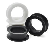 Pair of Large Gauge Silicone Tunnels SIL-001 plugs gauges Black White