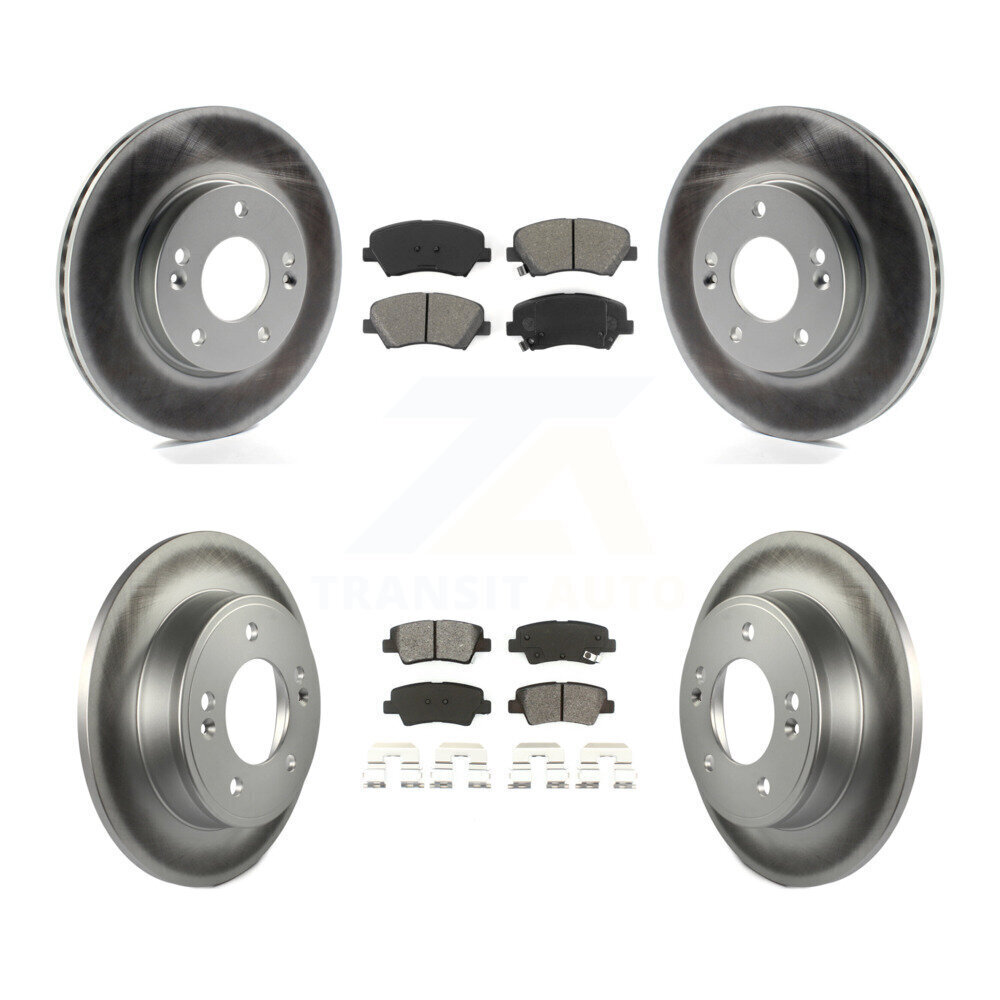 Hyundai Elantra GT Front Rear Coated Brake Rotors & Semi-Metallic Pads Kit
