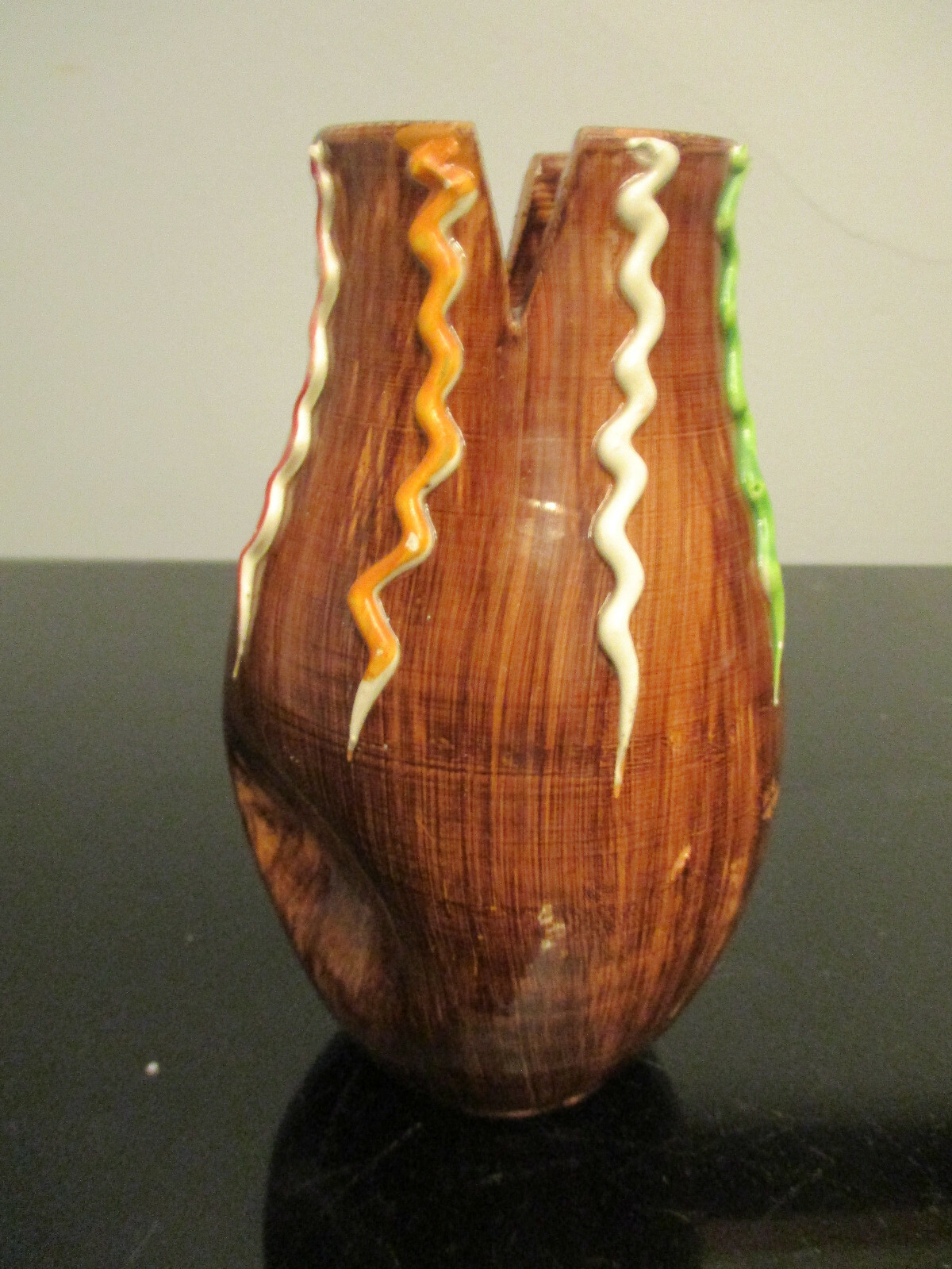 Vintage Mid Century Modern Italy Art Pottery Pinched Squiggles Vase Signed Relco