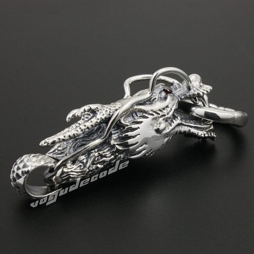 Huge Heavy 92.5% Sterling Silver Dragon Head Mens Biker Punk Pendant 8C019D JP - Picture 6 of 8