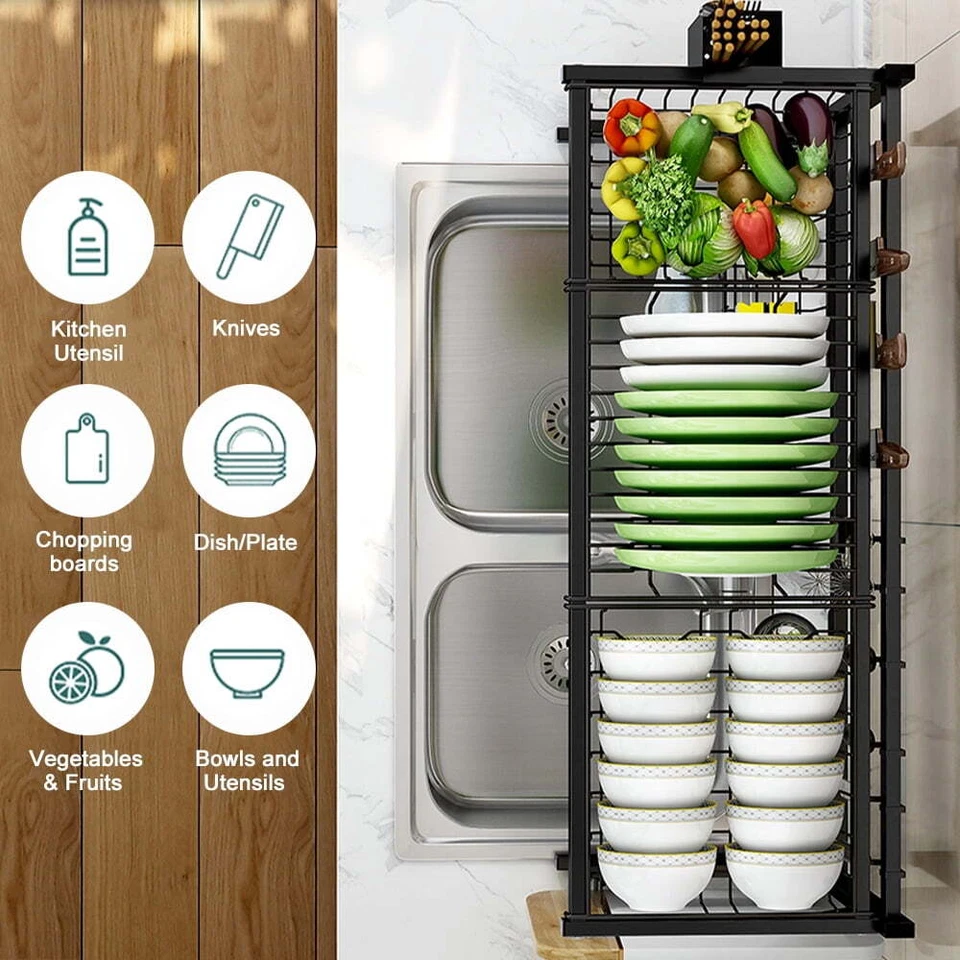 2 Tier Large Stainless Steel Dish Drainer Dish Drying Rack for Kitchen Storage - Image 3 of 4