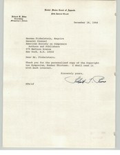 Judge Richard T Rives Sign Herman Finkelstein Letter US Court Appeals ASCAP 60s