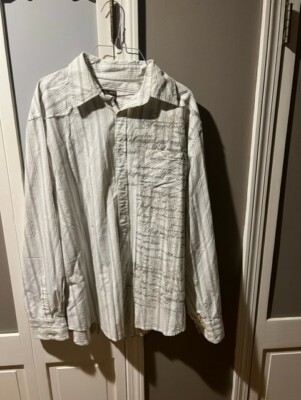 ROAR MENS white Long Sleeve Embroidered Button Front Shirt Size XXL  2XL