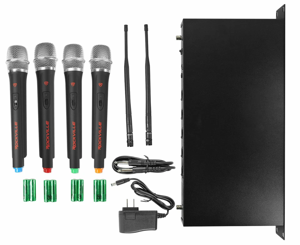 Rockville RWM4401UH QUAD UHF 4 Wireless HandHeld Microphone System w/LCD Display - Image 4 of 4