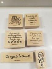 Stampin Up Lot of 6 Misc Wood Rubber Unused Stamps Congratulations D3