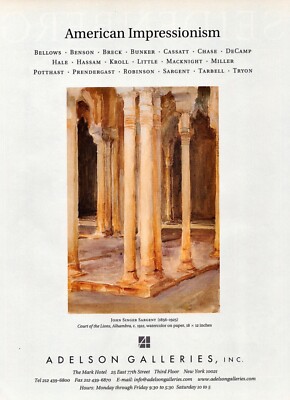 1998 JOHN SINGER SARGENT Art Gallery Exhibit Alhambra 1-Page Magazine PRINT AD