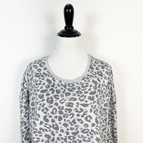 Felpa tunica Z SUPPLY donna nuova con etichetta Weekender manica lunga grigio leopardato taglia XS - Foto 3 di 12