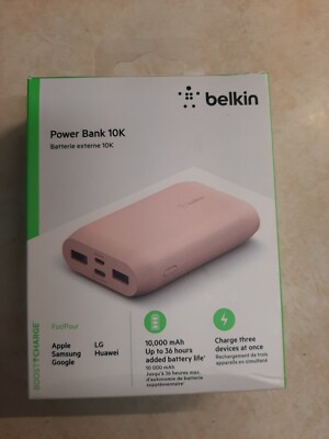 Belkin BOOST CHARGE  Power Bank 10K (Multi-port) - Pink - New in Open Box B105