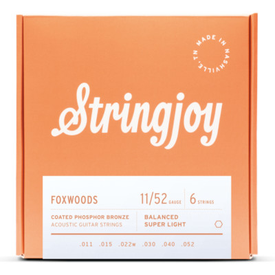 Stringjoy FW1152 Foxwoods Coated Acoustic Guitar Strings Phosphor Bronze 11-52