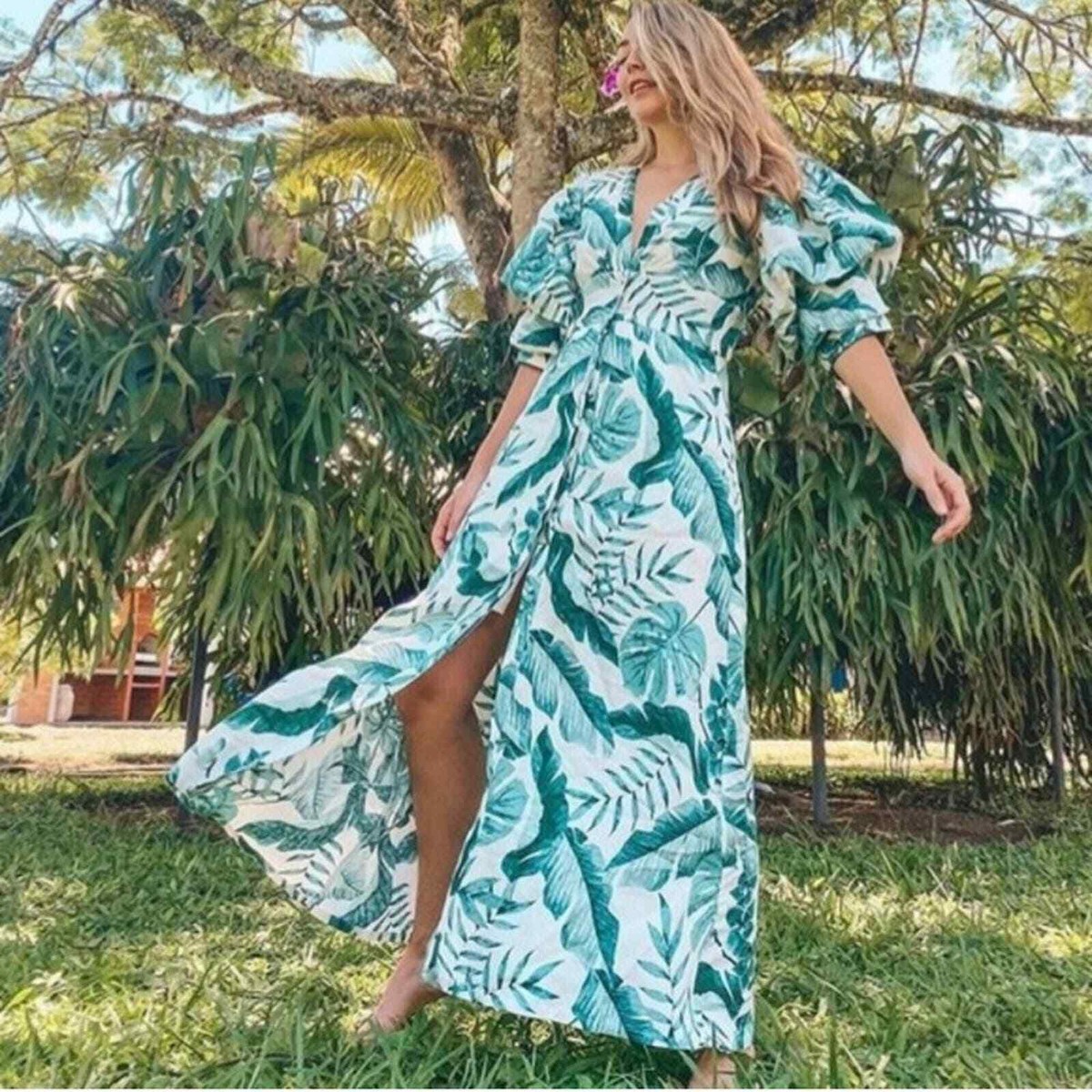 H&M x Johanna Ortiz Linen Leaf Dress | eBay H&M x Johanna Ortiz Linen Leaf Dress | eBay