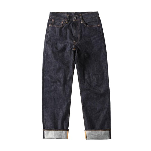 Relaxed Straight Fit Men's Jeans Raw Selvedge Denim Pants - Picture 7 of 20
