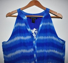 NEW Ashley Stewart Women's Plus Size 16 Blue White Sleeveless Dress Button Down