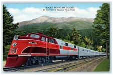 Rocky Mountain Rocket At The Foot Of Famous Pikes Peak Rock Island Postcard
