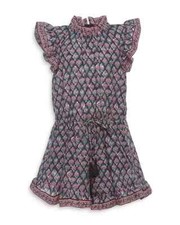 Sea Donna Printed Flutter Sleeve Romper Girls' 4Y Multi Stand Collar Zip Closure