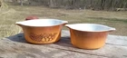 Lot of 2 Vintage PYREX Brown Orchard Baking Dish Bowls Pair Partial Set  474 475
