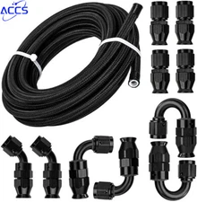 10AN Black 10/20ft E85 Nylon Braided PTFE Fuel Line With 10 Fittings Hose Kit 