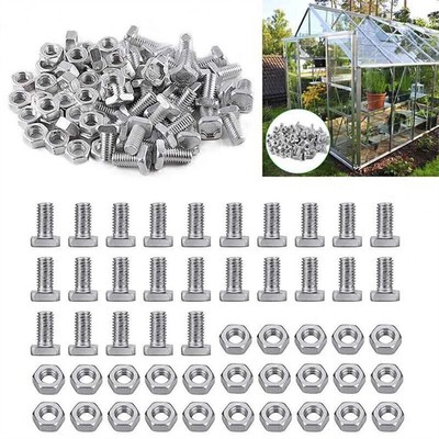 50/100X Gewächshaus Aluminium 12mm Schrauben mit Muttern Quadrat oder Cropped Ko