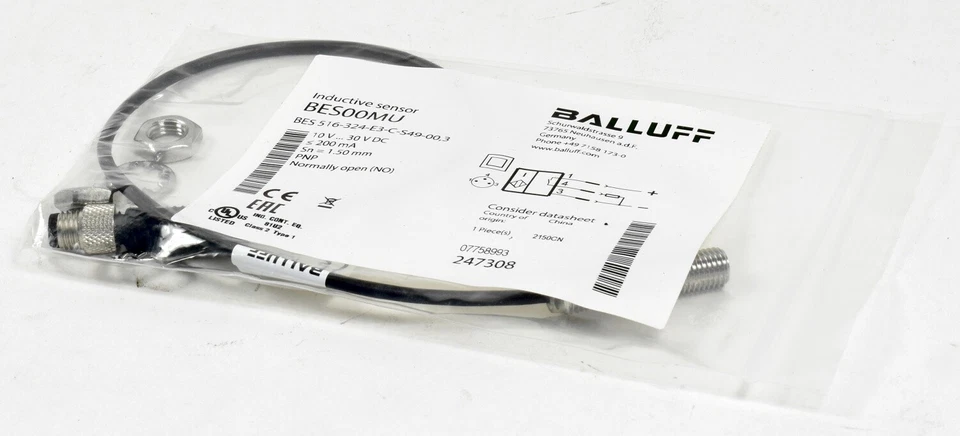 BALLUFF GMBH Balluff Induktiver Sensor, BES00MU, BES 516-324-E3-C-S49-00,3