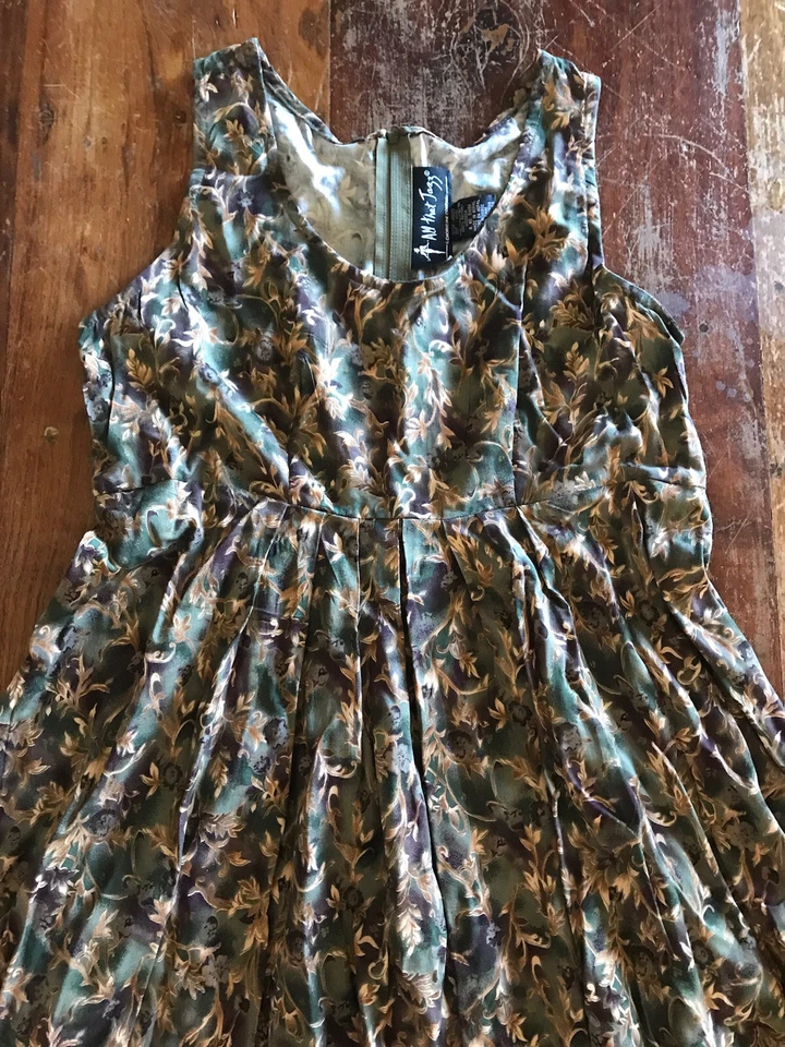 Mini Vestido Babydoll Grunge Años 90 De Colección Bosque Verde Floral Hoja Tela All That Jazz Foto 2 de 4