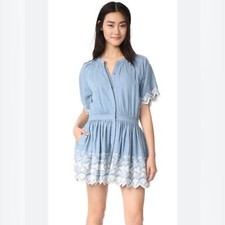 Loveshackfancy Charlie Dress Chambray Embroidery size L