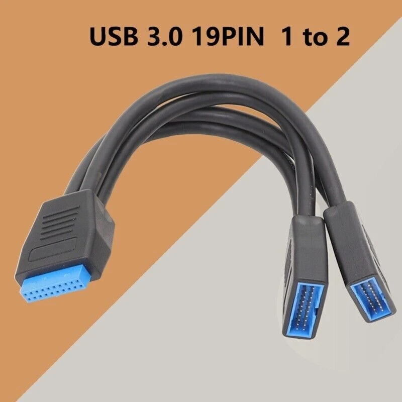 USB 3.0 Header Extension Cable 19/20 Pin 1 to 2 Y Splitter Extension Adapter - Image 4 of 4