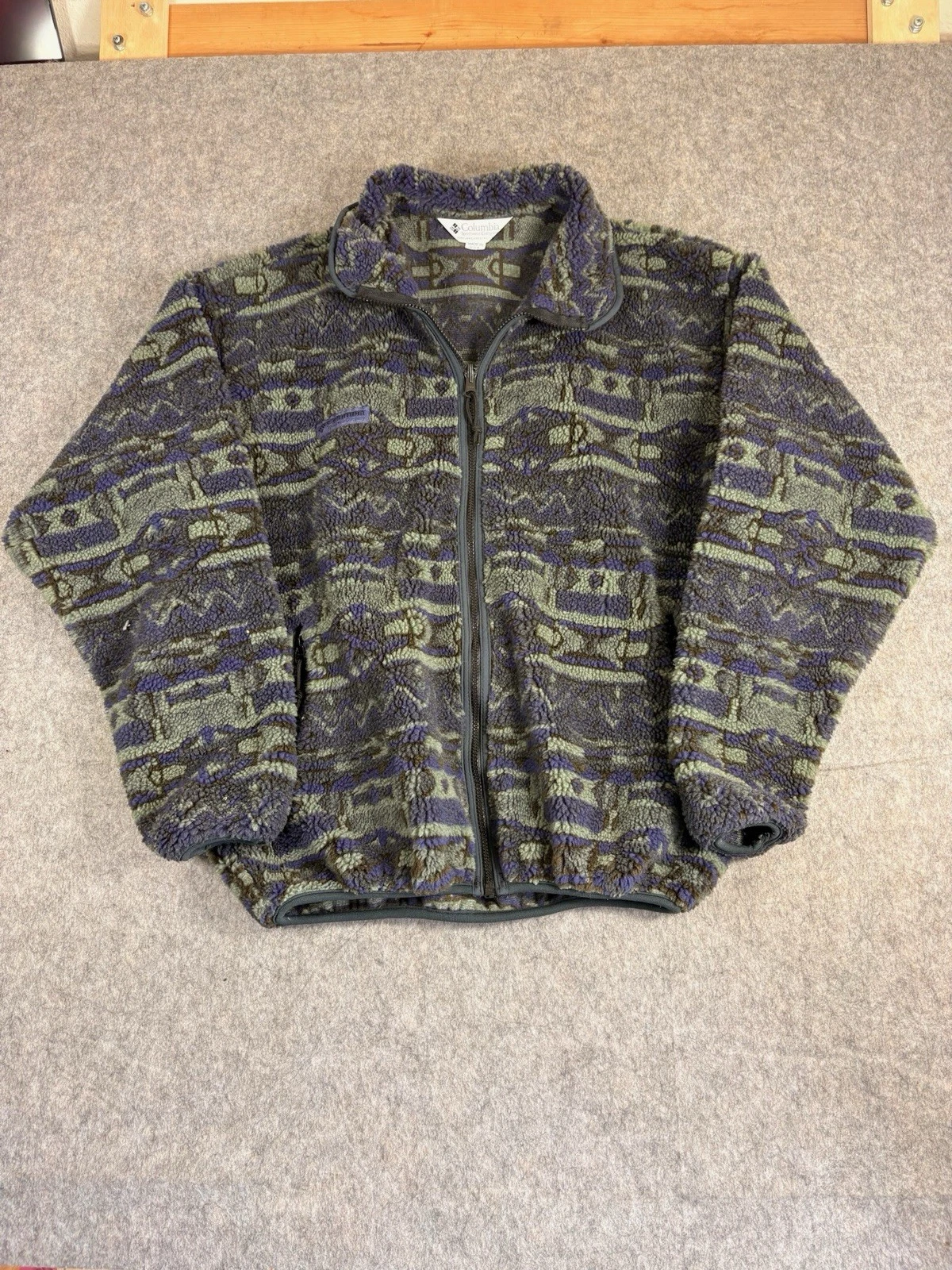 Vintage Columbia Fleece Jacket Mens Large Aztec Full Zip Outdoor
