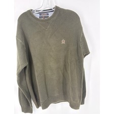Tommy Hilfiger Mens XL Green Crew Neck Long Sleeve Sweater Knit Pullover